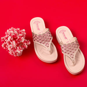Aerowalk Women Nude Pink Slip-on Sandal with Laser-cut Upper (AT68_NUDE PINK)
