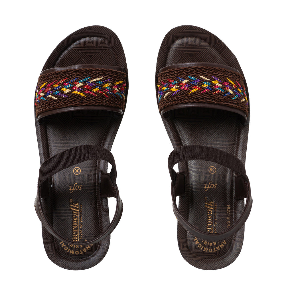 Aerowalk Women Brown Wedges Sandal (AT84_BROWN)