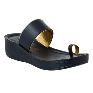 Aerowalk Women Navy Blue Toe Ring Sandal With Slip-on Closure (ATB1_N.BLUE)