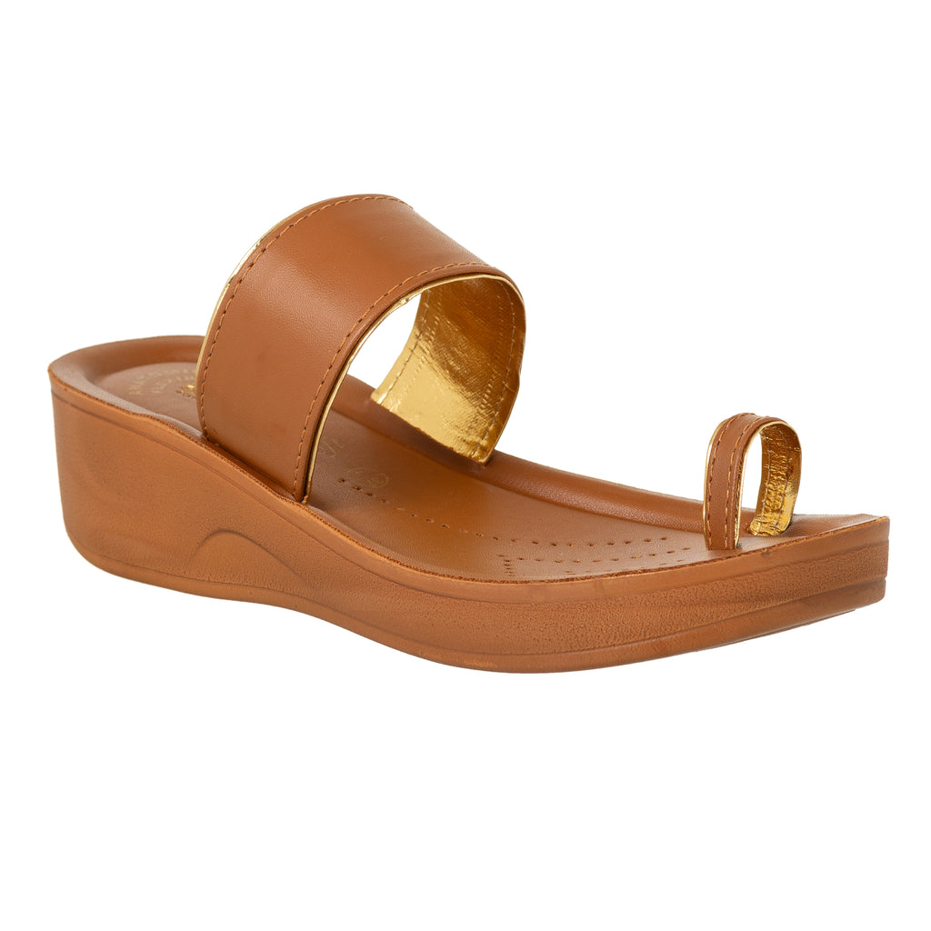 Aerowalk Women Tan Toe Ring Sandal With Slip-on Closure (ATB1_TAN)