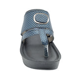 Inblu Women Navy Blue Wedges Sandal with Checkered Printed and Buckle Styling Upper (AX08_N.BLUE)