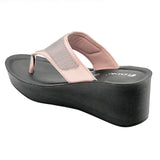 Inblu Women Peach V-Shape Wedges Sandal with Textured Upper (AX13_PEACH)
