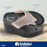 Inblu Women Peach V-Shape Wedges Sandal with Textured Upper (AX13_PEACH)