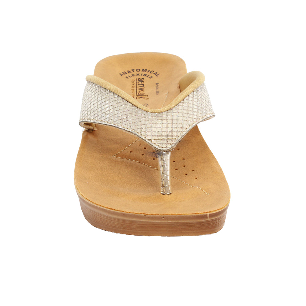 Aerowalk	Women Slipper #08FK - LIGHT GOLD