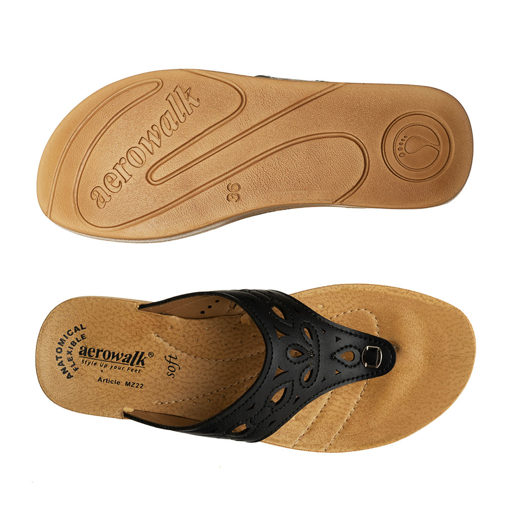 Aerowalk Women Slipper #MZ22 - BLACK