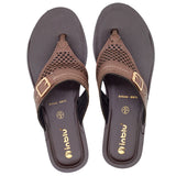 Inblu Women Brown Slip-On V-Shape Sandal with Laser Cut & Buckle Styling Upper (BM76_BROWN)