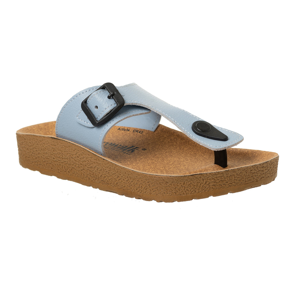 Aerowalk Women Teal Blue T-Strap Flat Sandal (CK10_TEAL BLUE)