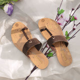 Aerowalk Women Brown T-Shape Flat Sandal with Laser Cut Upper (CN47_BROWN)