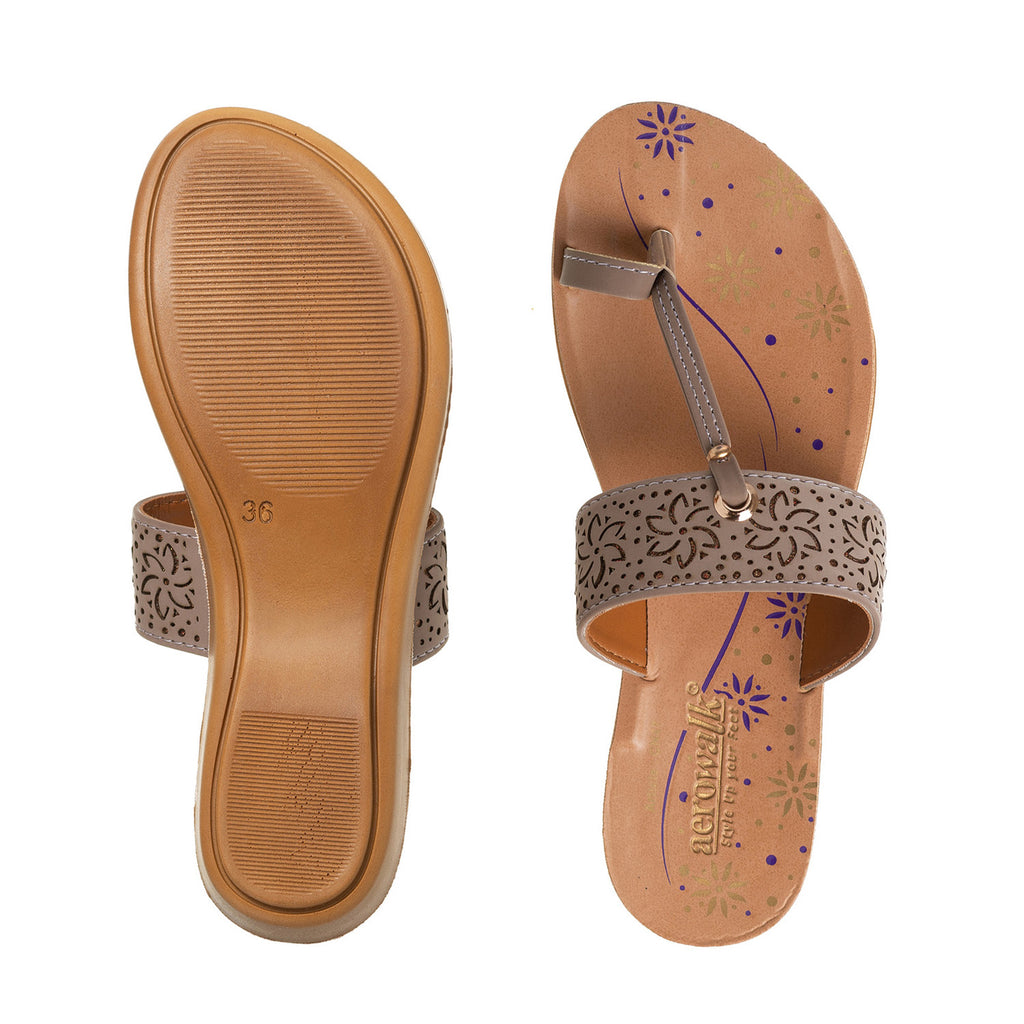 Aerowalk Women Purple Haze Toe Ring Flat Sandal with Laser Cut Upper (CN47_PURPLE HAZE)