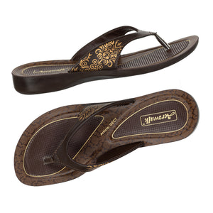 Aerowalk Women Brown Flat Sandal with Printed Upper (GEC7_BROWN)