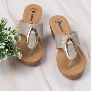 Inblu Women Grey Wedge Sandal with Embelished Upper & Buckle Styling (GM06_GREY)