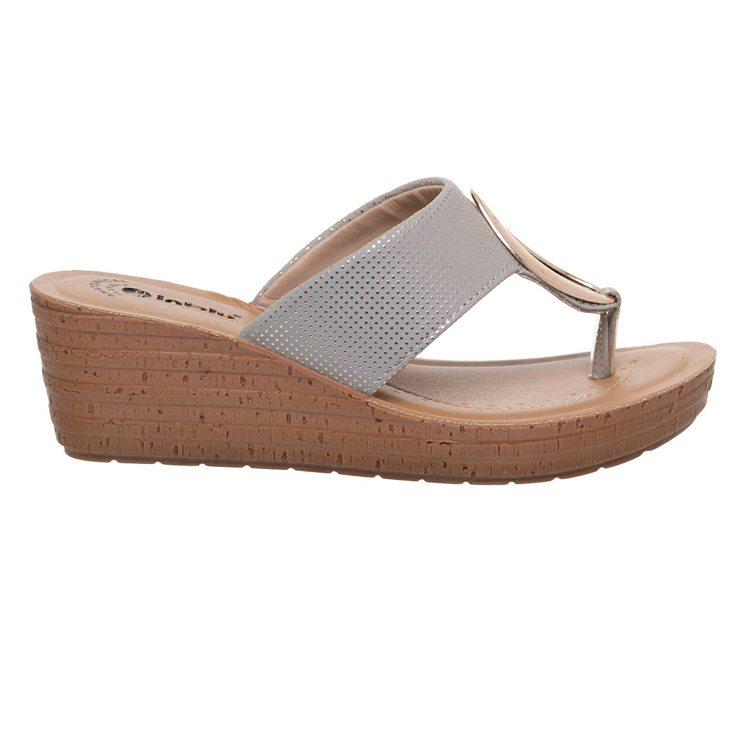 Inblu Women Grey Wedge Sandal with Embelished Upper & Buckle Styling (GM06_GREY)