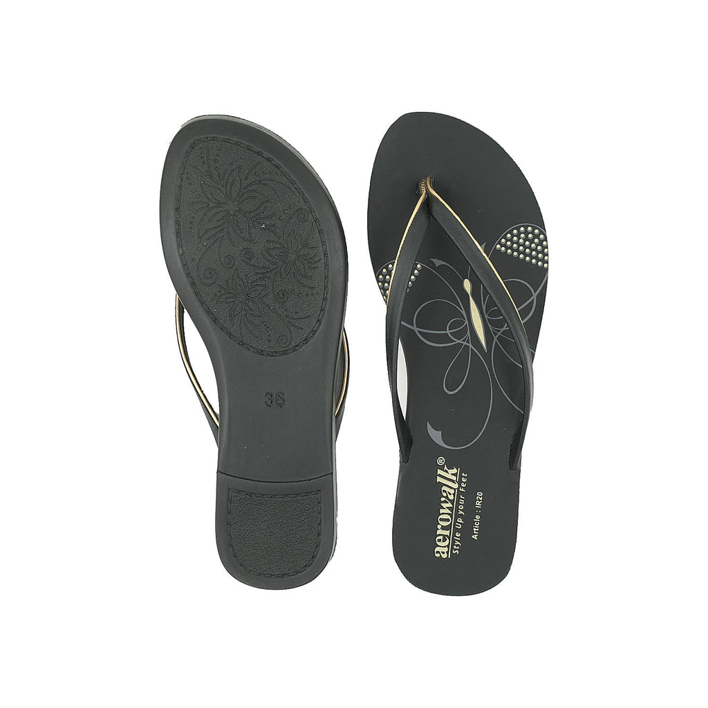 Aerowalk Women Slipper #IR20 - BLACK