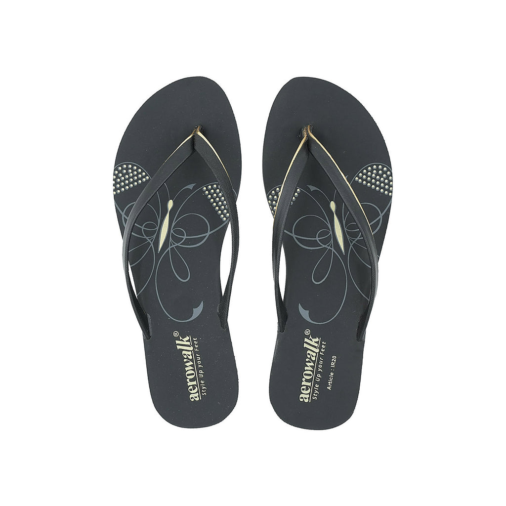 Aerowalk Women Slipper #IR20 - BLACK