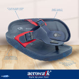 Aerowalk Men Blue & Red T-Shape Slipper with Buckle Styling Upper (KC28_BLUE+RED)