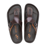 Aerowalk Men Brown & Tan T-Shape Sandal with Buckle Styling (KC28_BROWN+TAN)