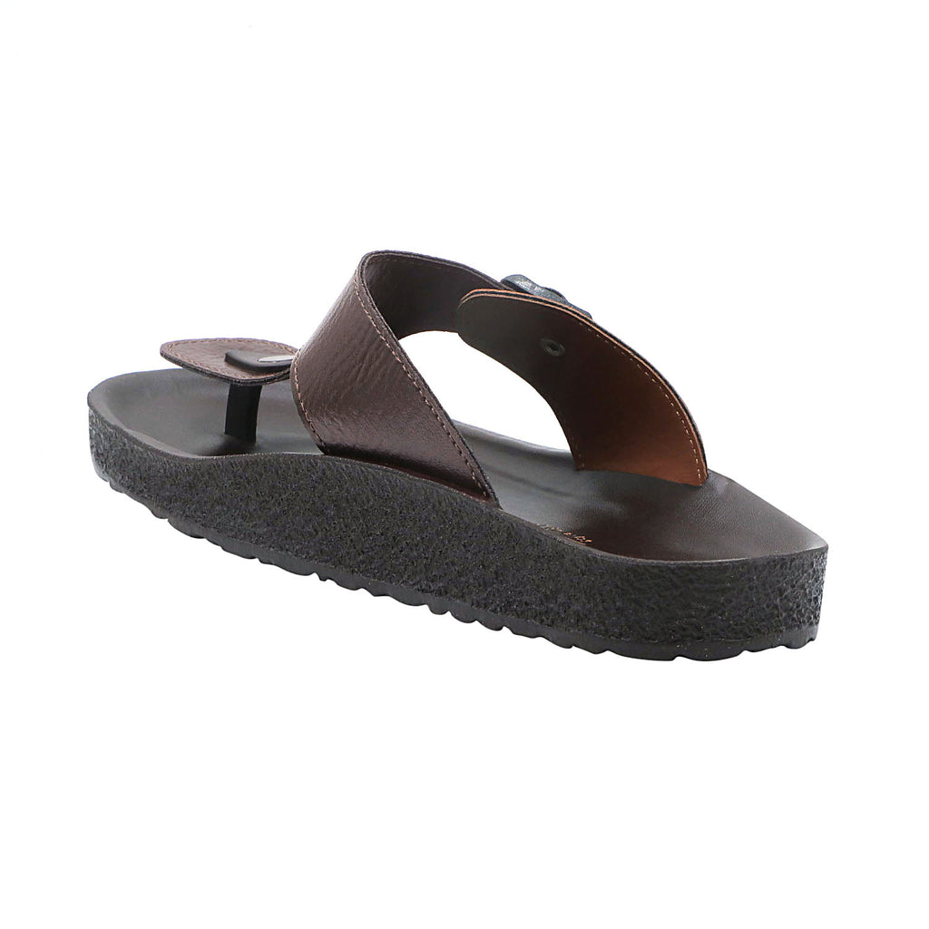 Aerowalk Men Brown & Tan T-Shape Slipper with Buckle Styling (KC28_BROWN+TAN)