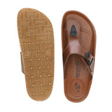 Aerowalk Men Dark Tan T-Shape Slipper with Buckle Styling (KC28_DK.TAN)