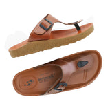 Aerowalk Men Dark Tan T-Shape Slipper with Buckle Styling (KC28_DK.TAN)
