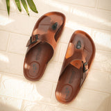 Aerowalk Men Dark Tan T-Shape Slipper with Buckle Styling (KC28_DK.TAN)