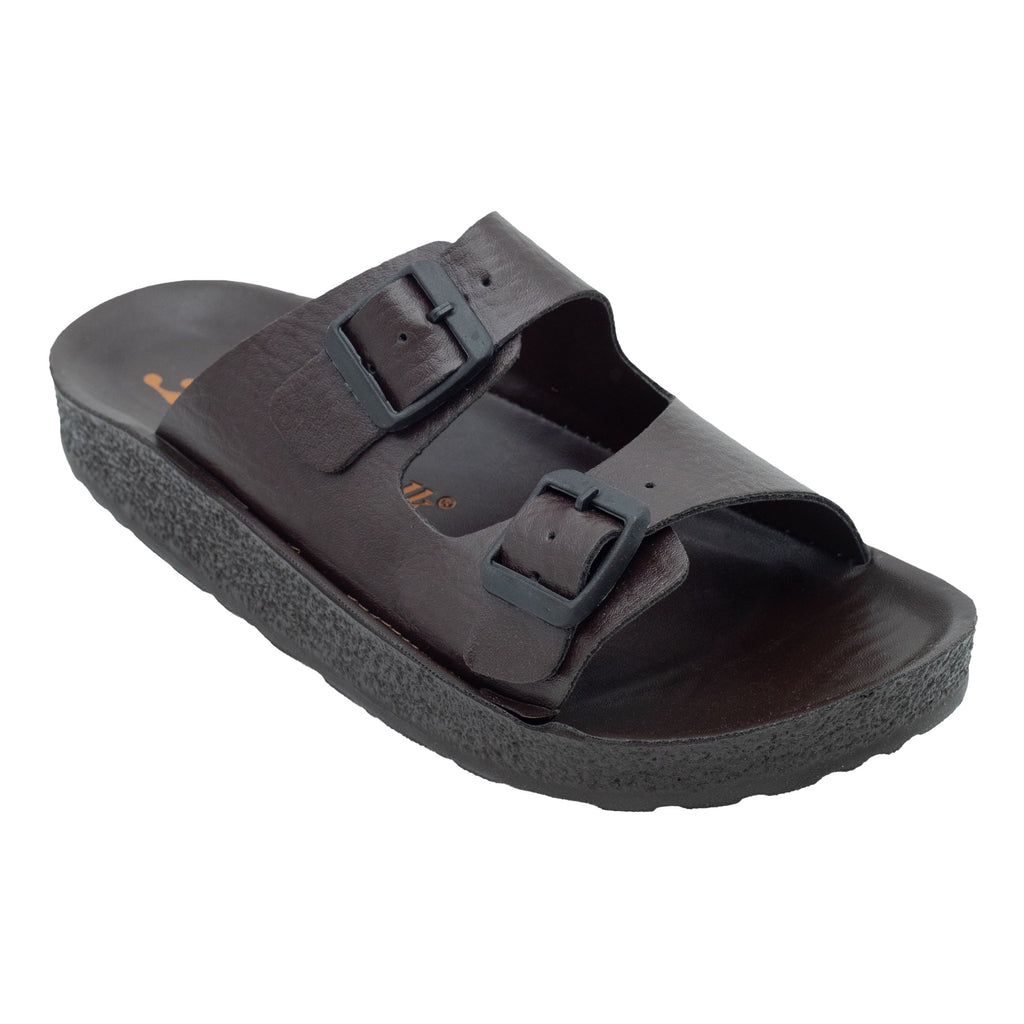 Aerowalk Men Brown Mule Shape Slipper with Double Buckle Styling (KC31_BROWN)