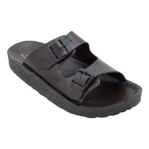 Aerowalk Men Brown Mule Shape Slipper with Double Buckle Styling (KC31_BROWN)