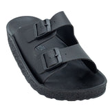 Aerowalk Men Black Mule Shape Slipper with Double Buckle Styling (KC31_BLACK)