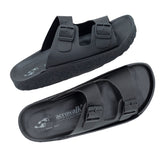 Aerowalk Men Black Mule Shape Slipper with Double Buckle Styling (KC31_BLACK)