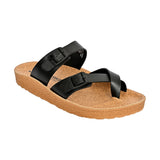 Aerowalk Men Black Loop Toe Slide Slipper with Buckle Styling Upper (KC34_BLACK)