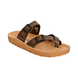 Aerowalk Men Brown Loop Toe Slide Slipper with Buckle Styling Upper (KC34_BROWN)