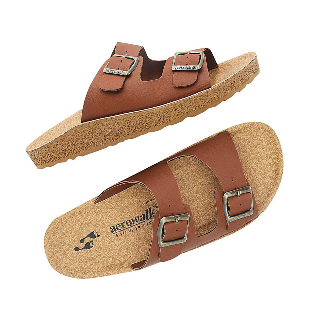 Aerowalk Men Dark Tan Mule Design Slipper with Buckle Styling & Slip-on Closure (KC71_DK.TAN)