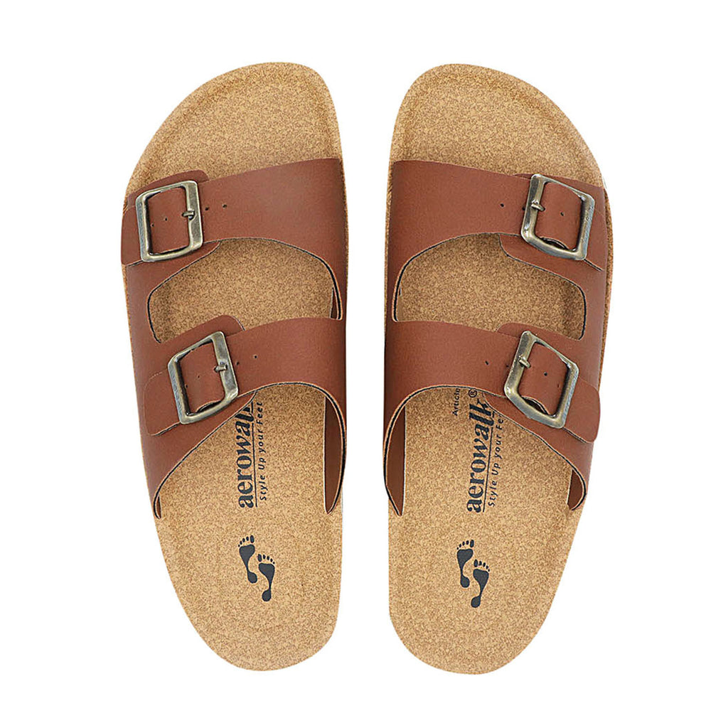 Aerowalk Men Dark Tan Mule Design Slipper with Buckle Styling & Slip-on Closure (KC71_DK.TAN)