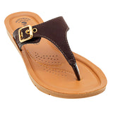 Inblu Women Brown T-Shape Flat Sandal with Buckle Upper Styling & Slip-on Closure (MEB4_BROWN)
