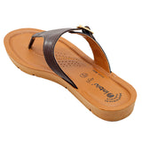 Inblu Women Brown T-Shape Flat Sandal with Buckle Upper Styling & Slip-on Closure (MEB4_BROWN)