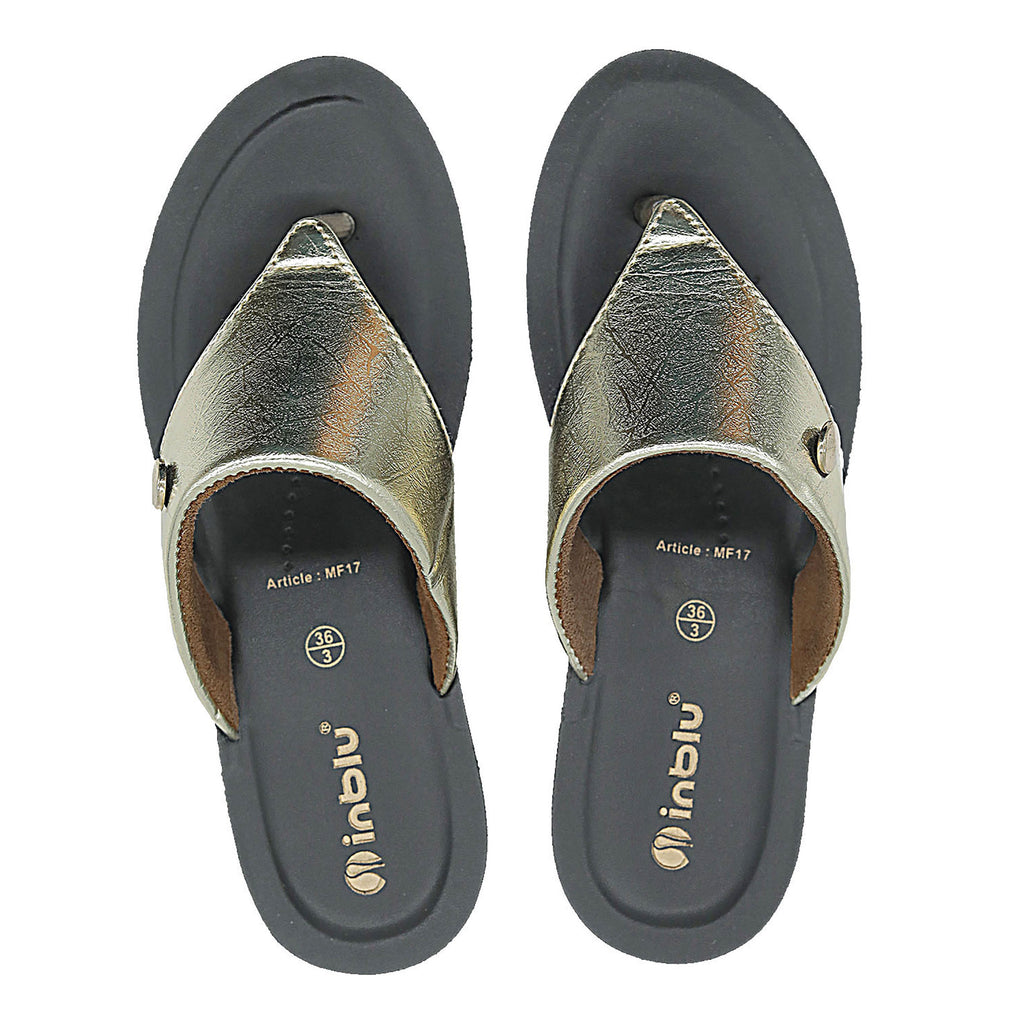Inblu Women Copper Thong Style Flat Sandal with Textured & Glossy Upper (MF17_COPPER)