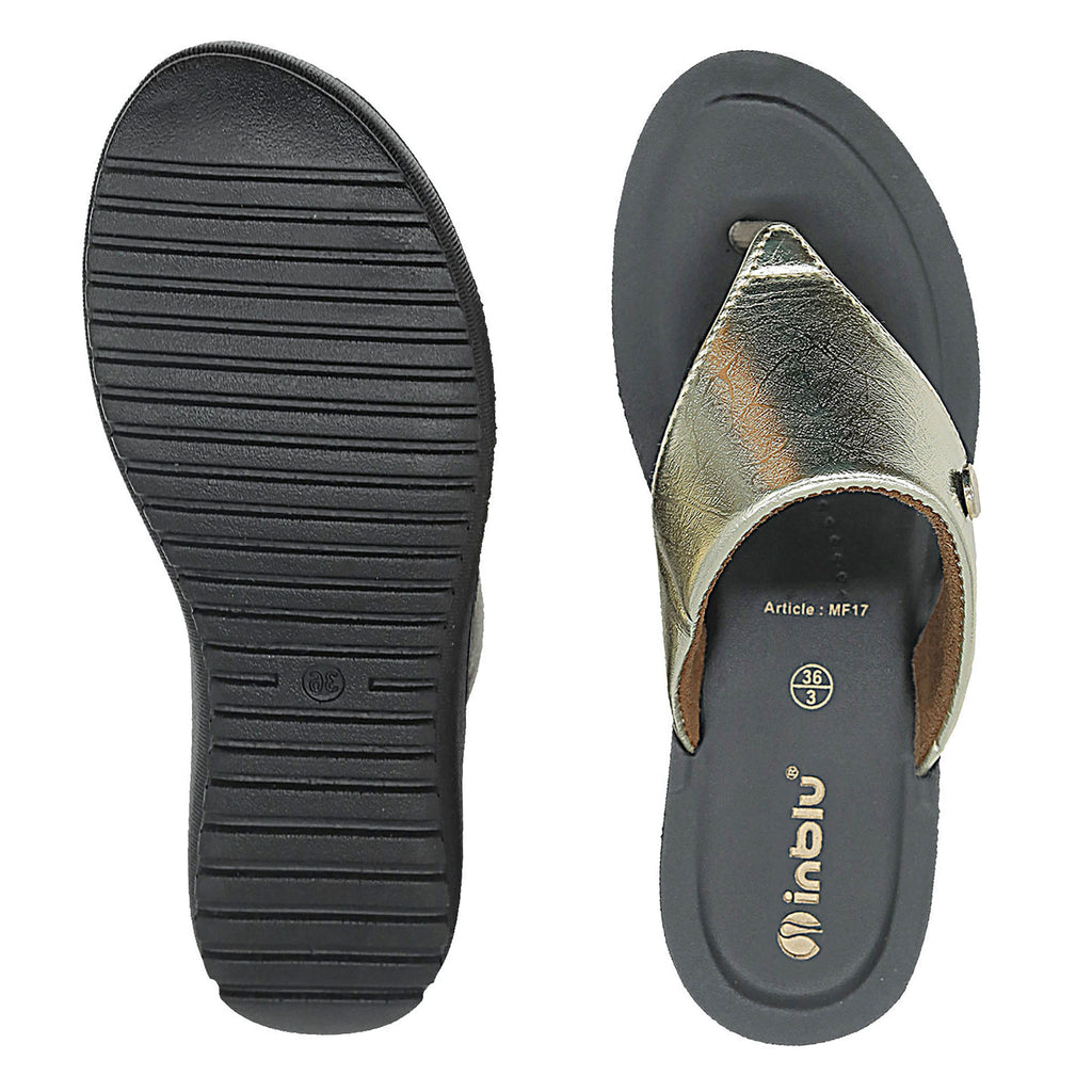Inblu Women Copper Thong Style Flat Sandal with Textured & Glossy Upper (MF17_COPPER)