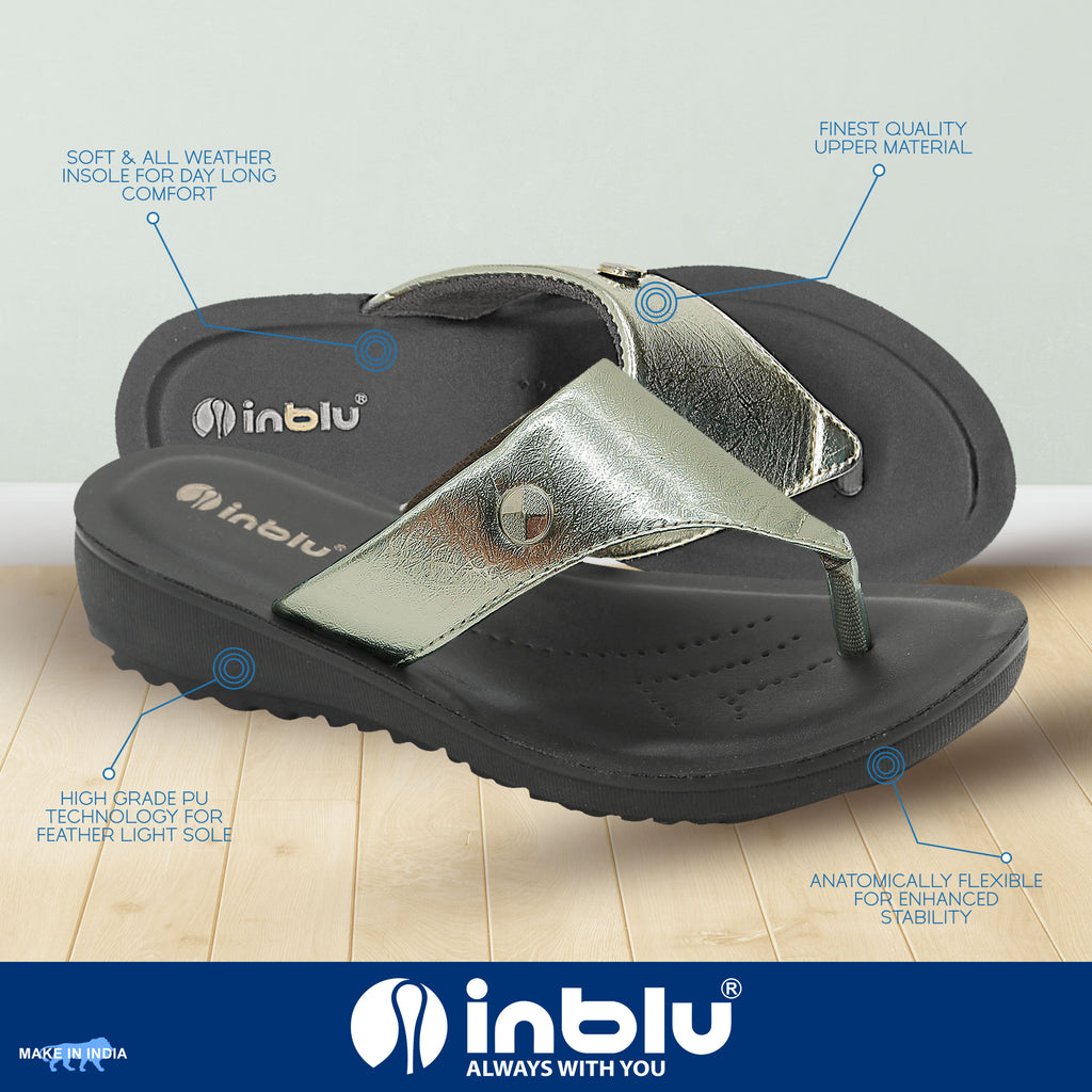 Inblu Women Copper Thong Style Flat Sandal with Textured & Glossy Upper (MF17_COPPER)