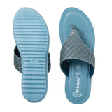 Inblu Women Teal Blue Thong Style Flat Sandal with Laser Cut Upper Styling & Slip-on Closure (MF45_TEAL BLUE)
