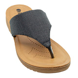Inblu Women Black Thong Style Slip-On Sandal with Textured Upper (MF47_BLACK)