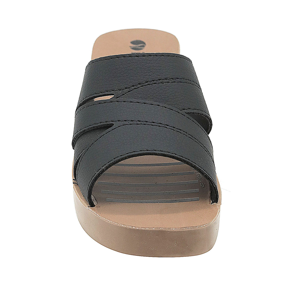 Inblu Women Black Mule Shape Wedge Sandal with Slip-on Closure (MR50_BLACK)