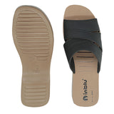 Inblu Women Black Mule Shape Wedge Sandal with Slip-on Closure (MR50_BLACK)