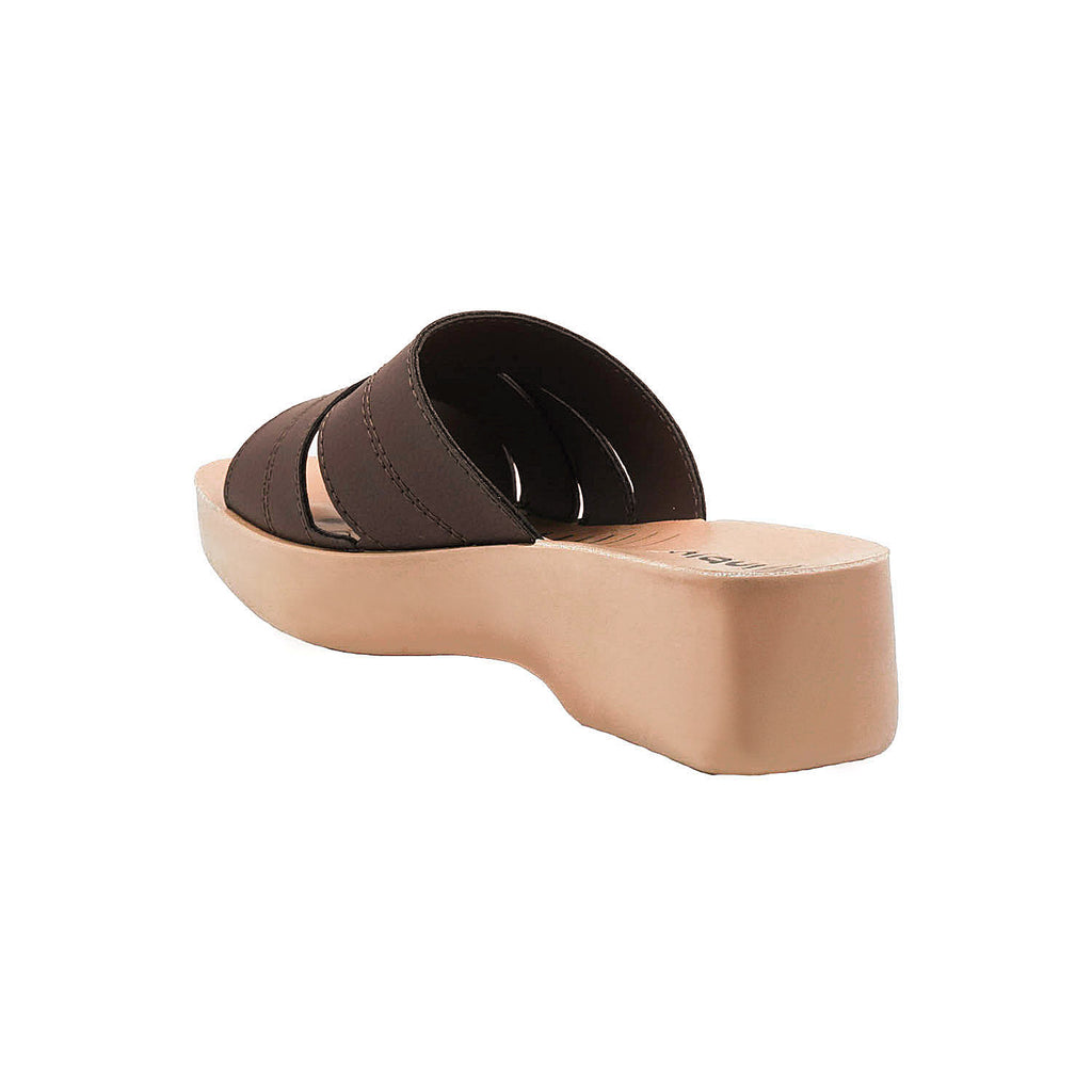 Inblu Women Brown Mule Shape Wedge Sandal with Slip-on Closure (MR50_BROWN)