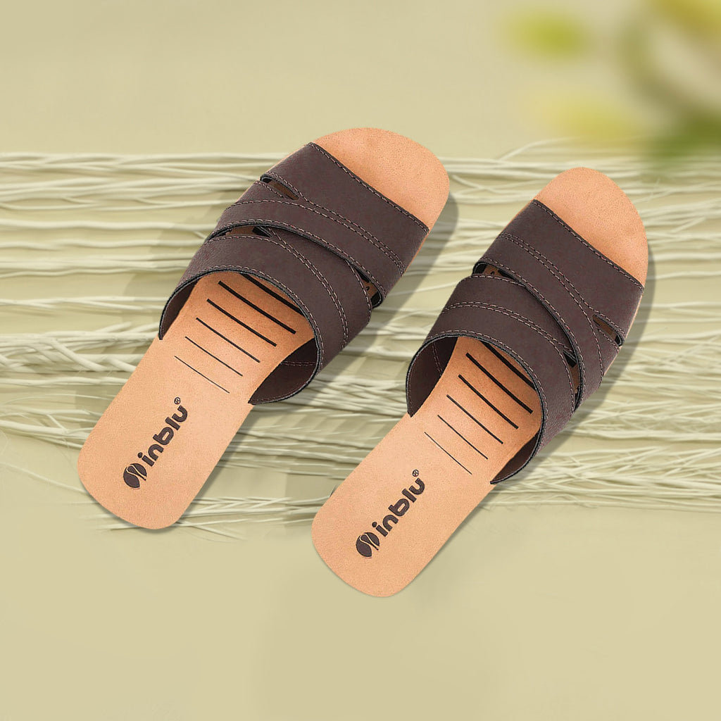 Inblu Women Brown Mule Shape Wedge Sandal with Slip-on Closure (MR50_BROWN)