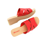 Inblu Women Red Mule Shape Wedge Sandal with Slip-on Closure (MR50_RED)