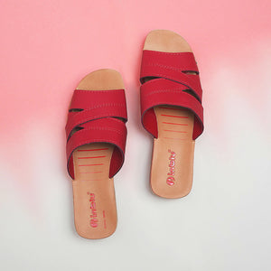 Inblu Women Red Mule Shape Wedge Sandal with Slip-on Closure (MR50_RED)