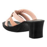 Inblu Women Peach Mule Style Block Heel Sandal with Slip-on Closure (MS27_PEACH)