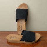 Aerowalk Women Black Slide Style Sandal with Knitted Upper (MZ04_BLACK)