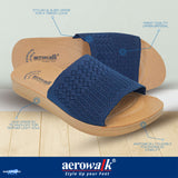 Aerowalk Women Navy Blue Slide Style Sandal with Knitted Upper (MZ04_N.BLUE)