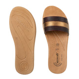 Aerowalk Women Maroon & Gold Slide Design Sandal with Colorblocked Upper (MZ05_MAROON)