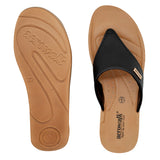 Aerowalk Women Black V-Shape Sandal with Textured Upper (MZ11_BLACK)